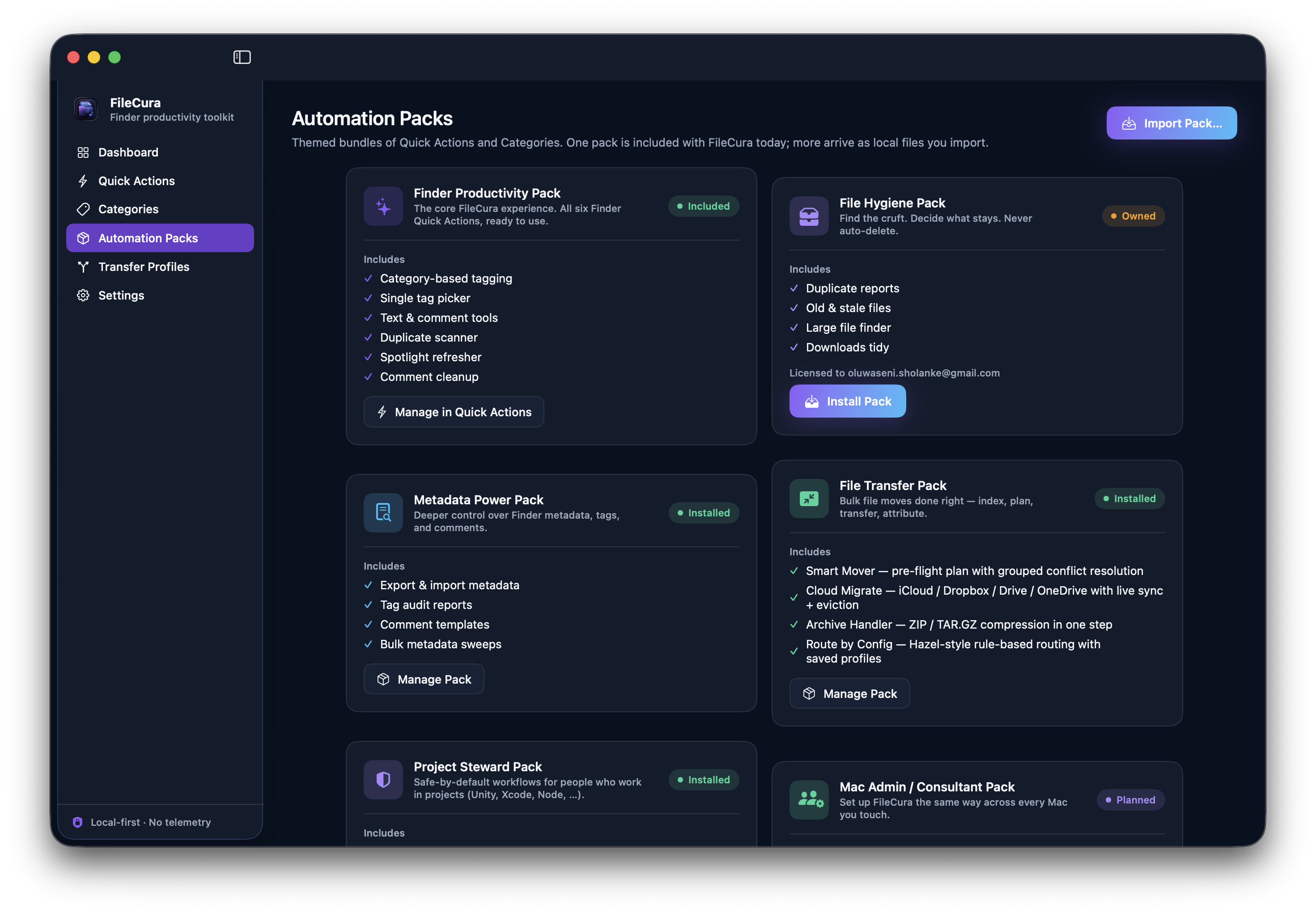 FileCura — Automation Packs